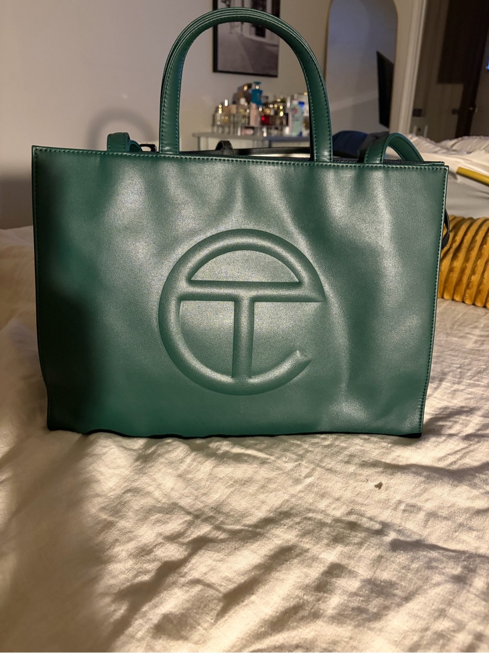 Telfar Small Shopping Bag in Deep Green Leather